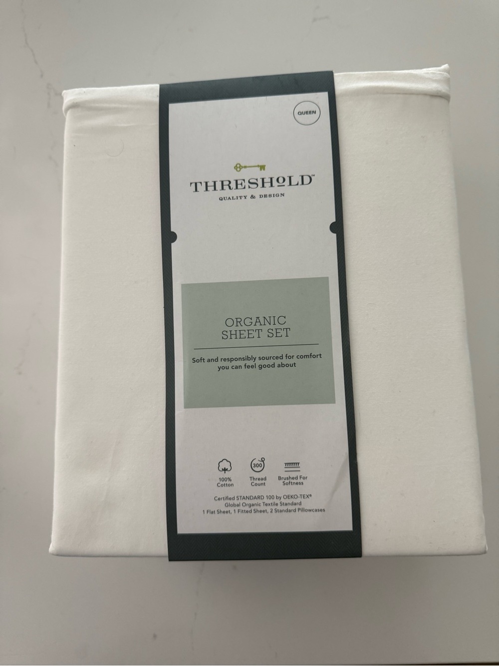 Threshold Organic Sheet Set - Cream/White